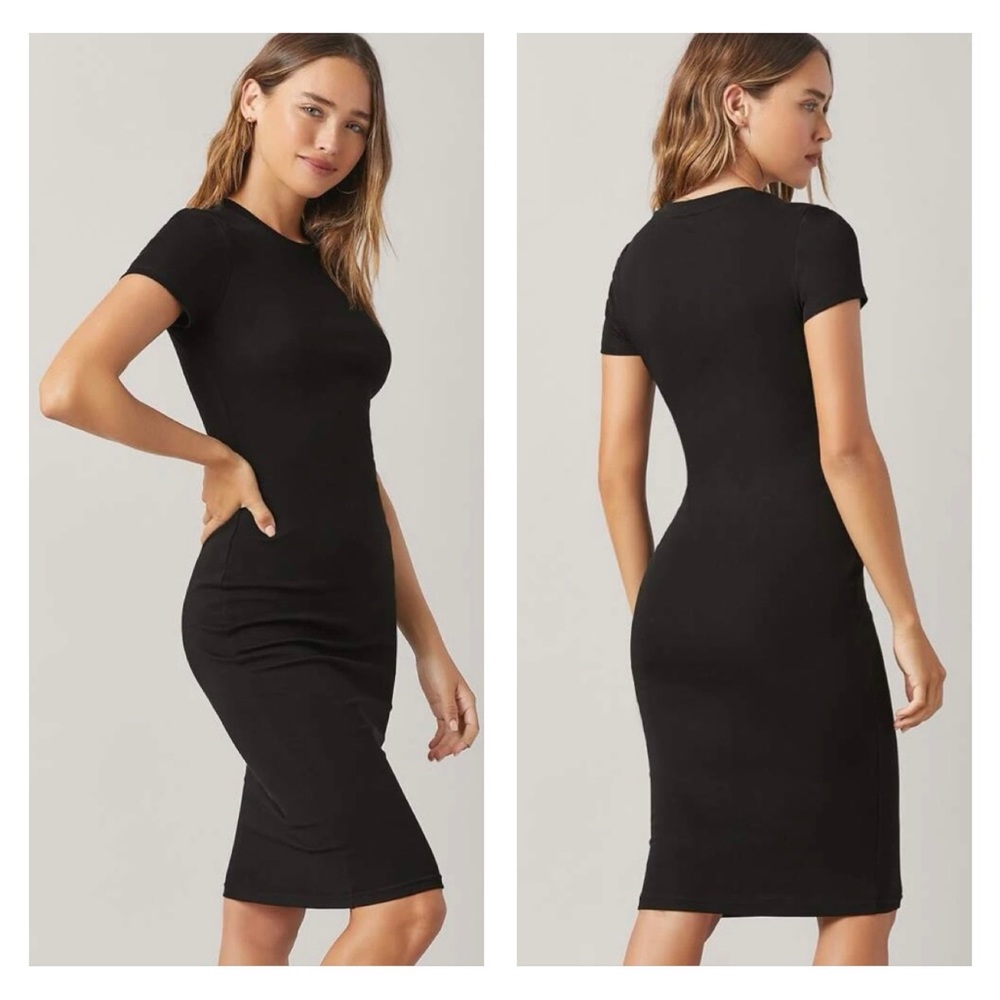 Midi Dress Slim For Bodycon Dress Office Dress Knee Length Short Sleeve Turtlene
